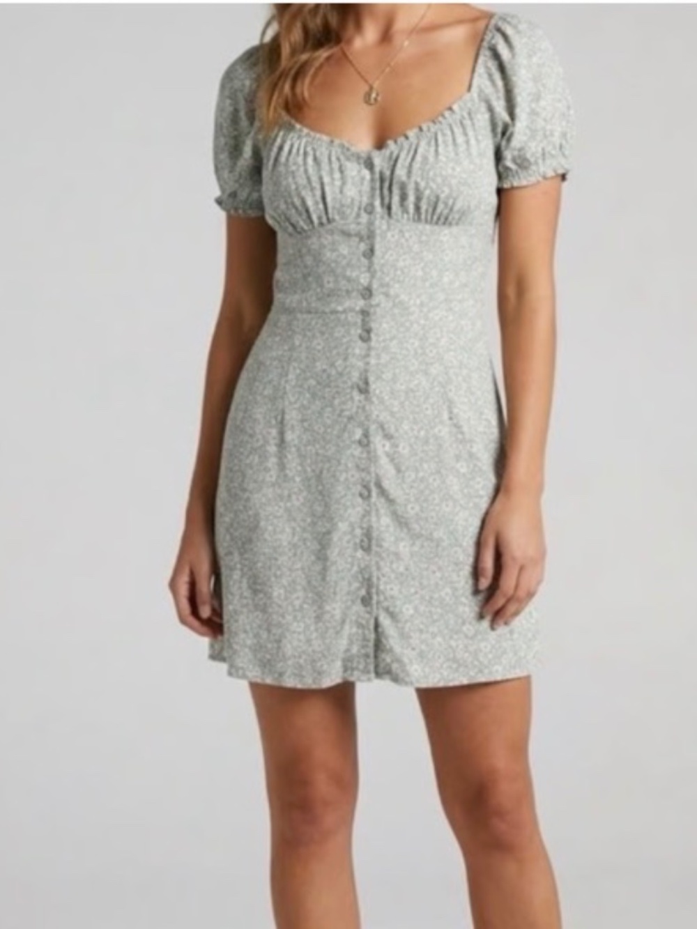 NWT Trixxi Sage Green Cottagecore Floral Mini Dress XL